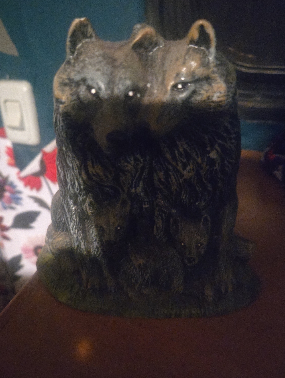 Brown Bear Family Resin Sculpture - Home Art Accent
